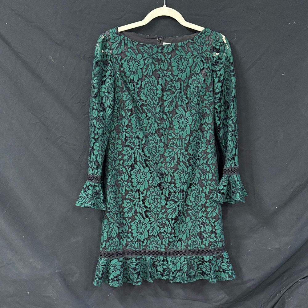 Eliza J Green Lace Long Sleeve Dress